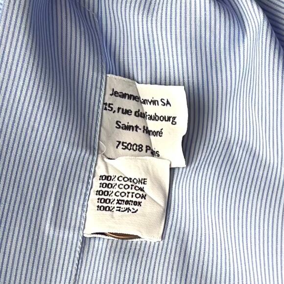 LANVIN Dress Shirt Long Sleeve Button Up Blue Men's 40, 15 3/4 Made in Italy - Picture 10 of 10